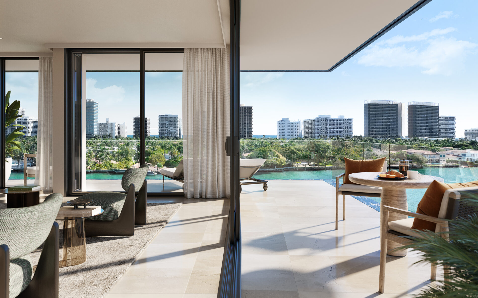 Residence terrace overlooking the water